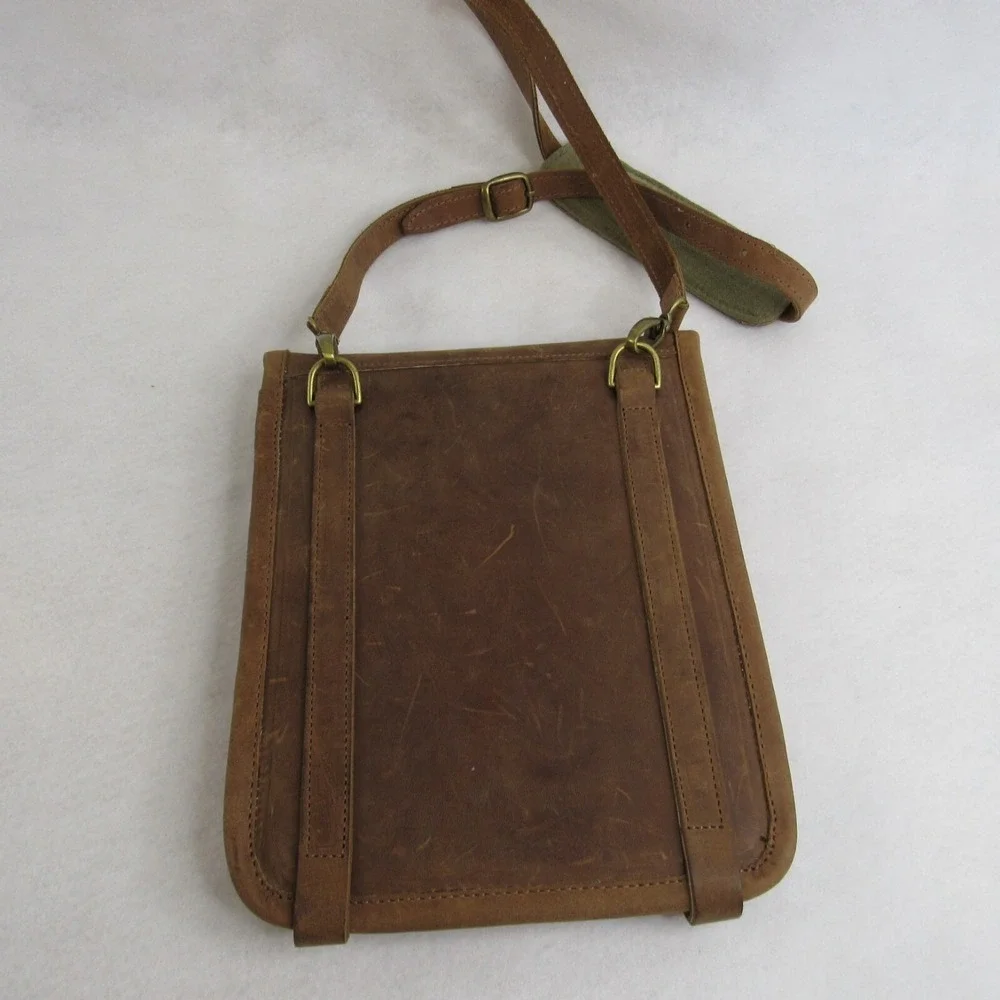 IPad Tablet Case Sleeve Temple Brown Oiled Leather WWII Canvas Shoulder Strap